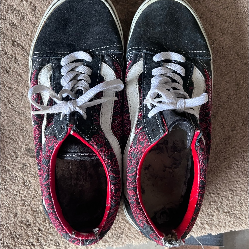 Vintage Vans Old Skool black and red, leather and canvas